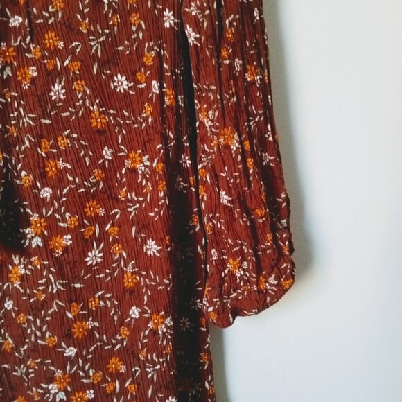 Sonoma Brown Fall V Neck Boho Top with Tassel Strings - Picture 4 of 6